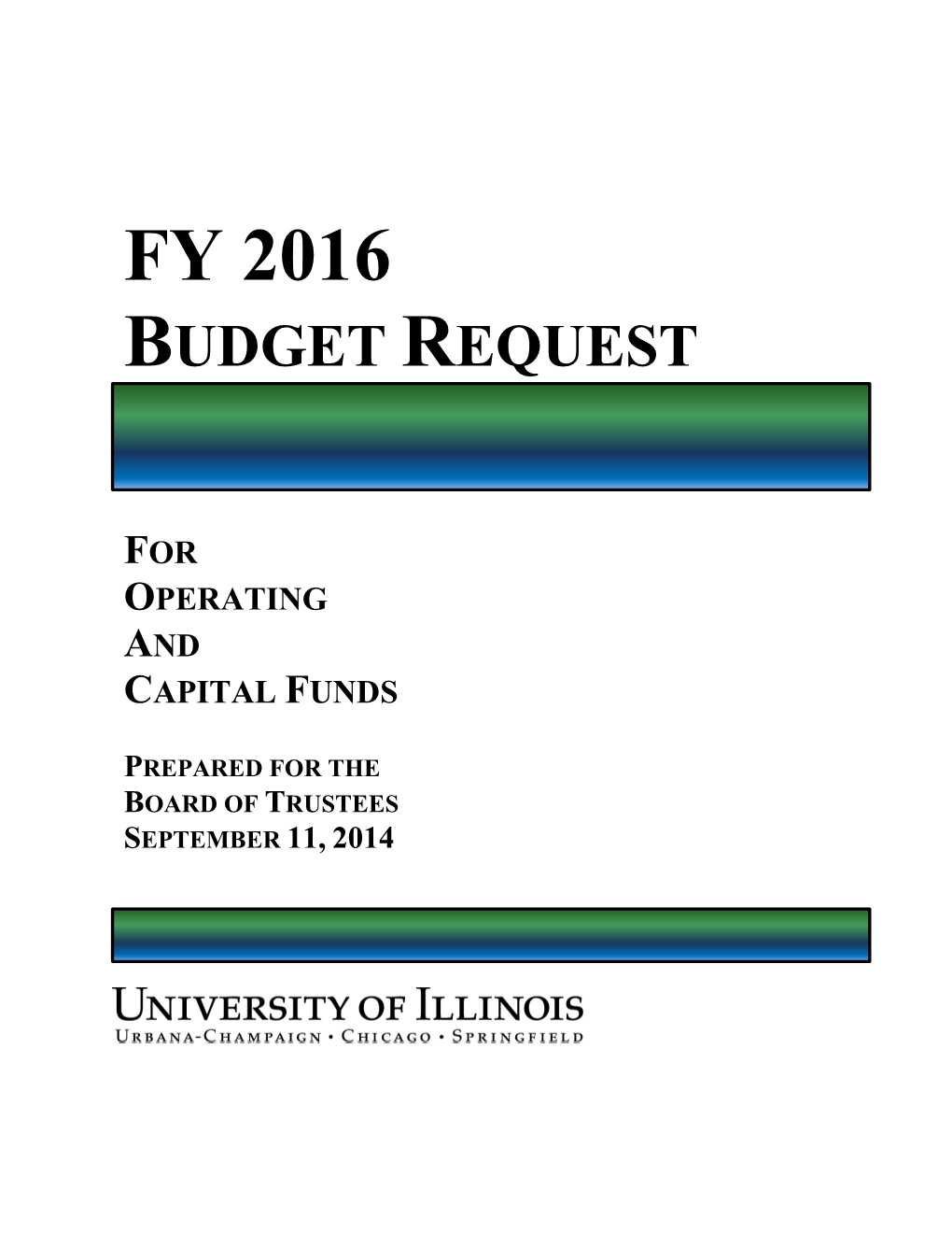 Fy 2016 Budget Request