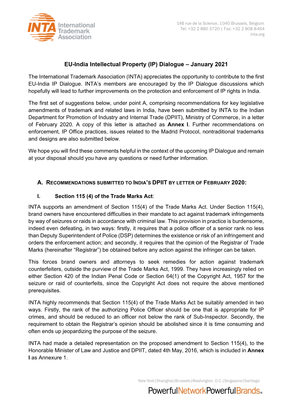 EU-India Intellectual Property (IP) Dialogue – January 2021