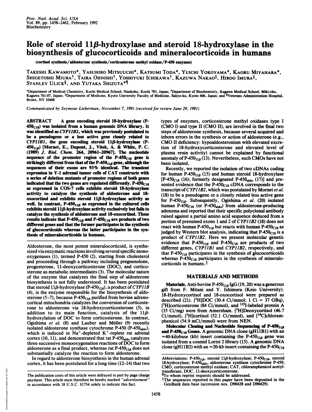 Role of Steroid 11,6-Hydroxylase and Steroid 18-Hydroxylase in the Biosynthesis of Glucocorticoids and Mineralocorticoids In