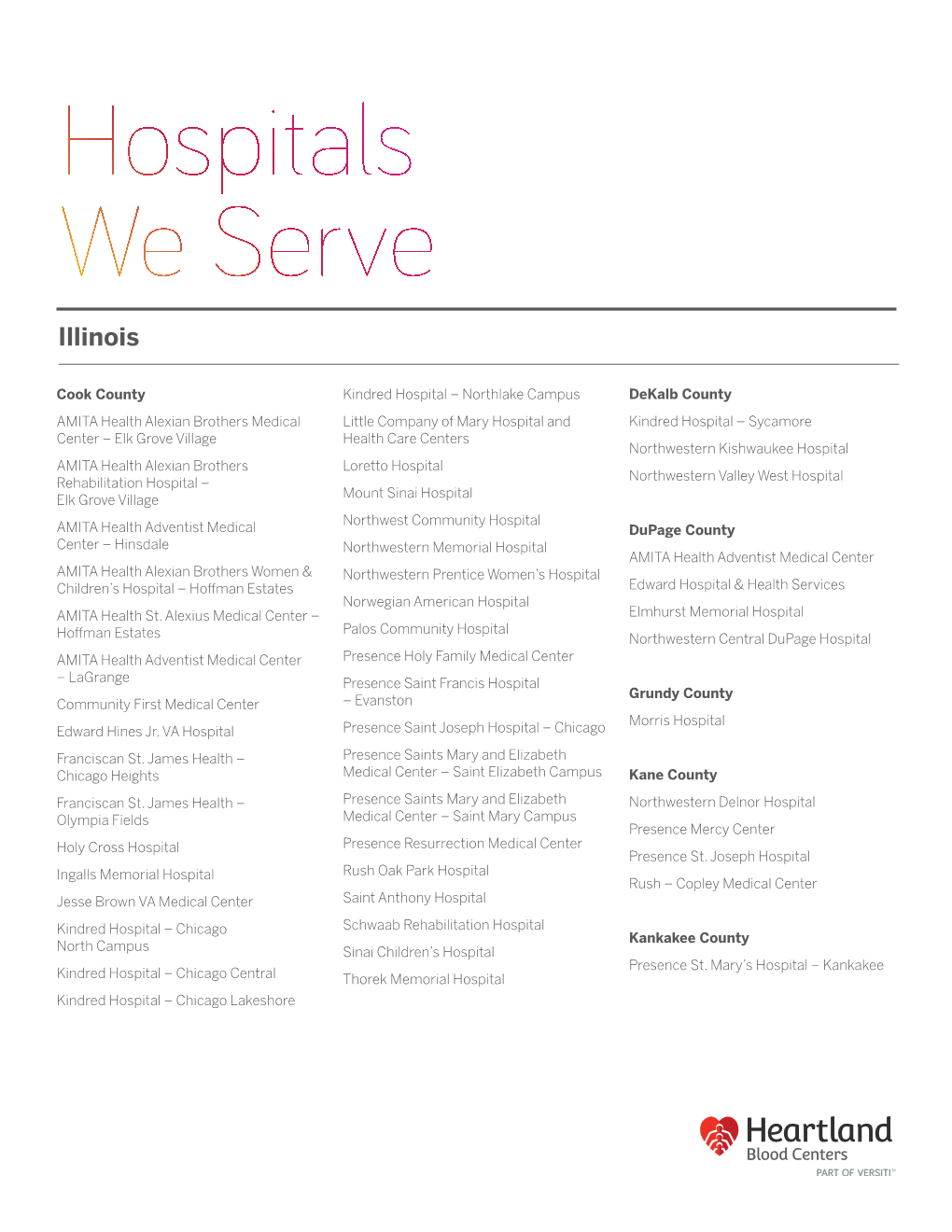 Hospitals We Serve