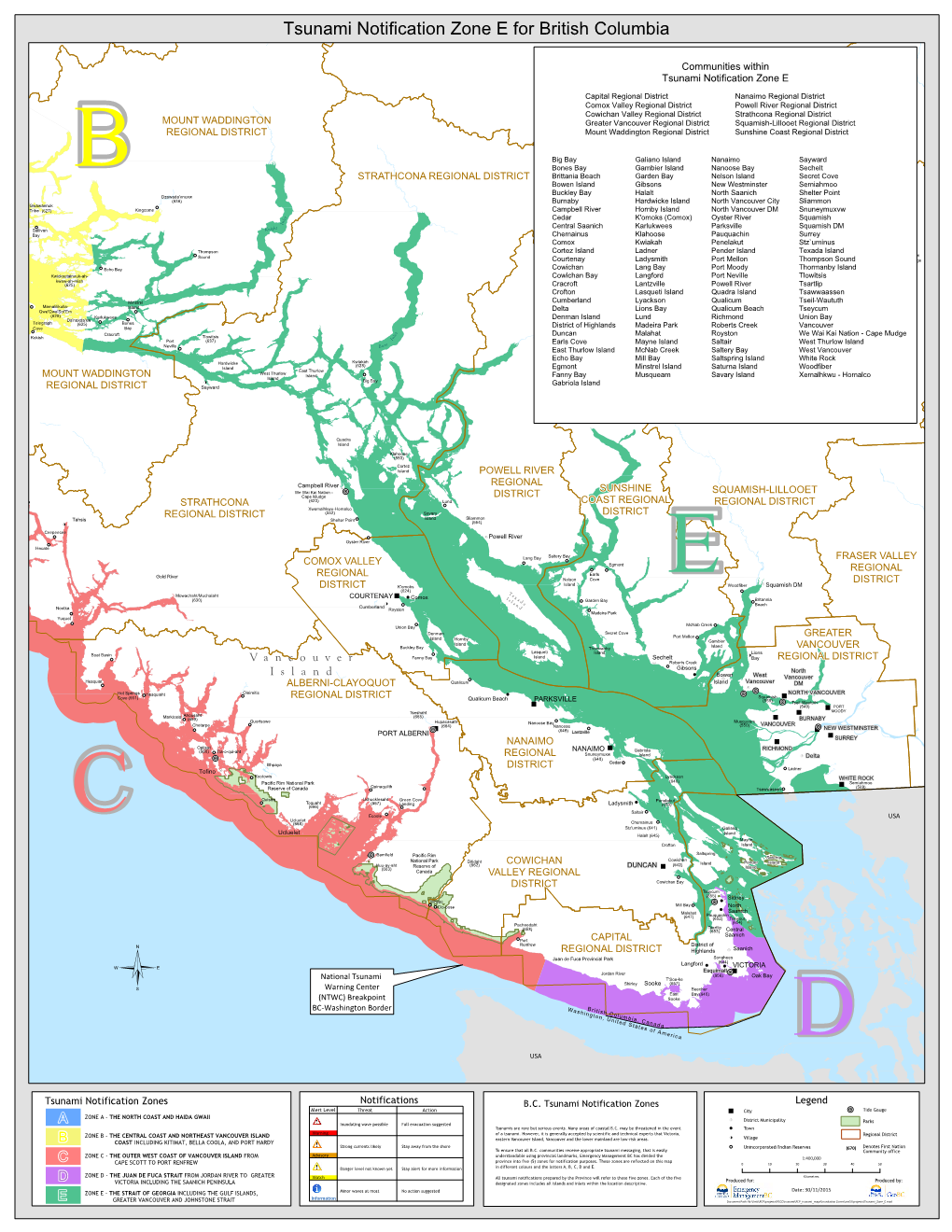 Tsunami Notification Zone E for British Columbia