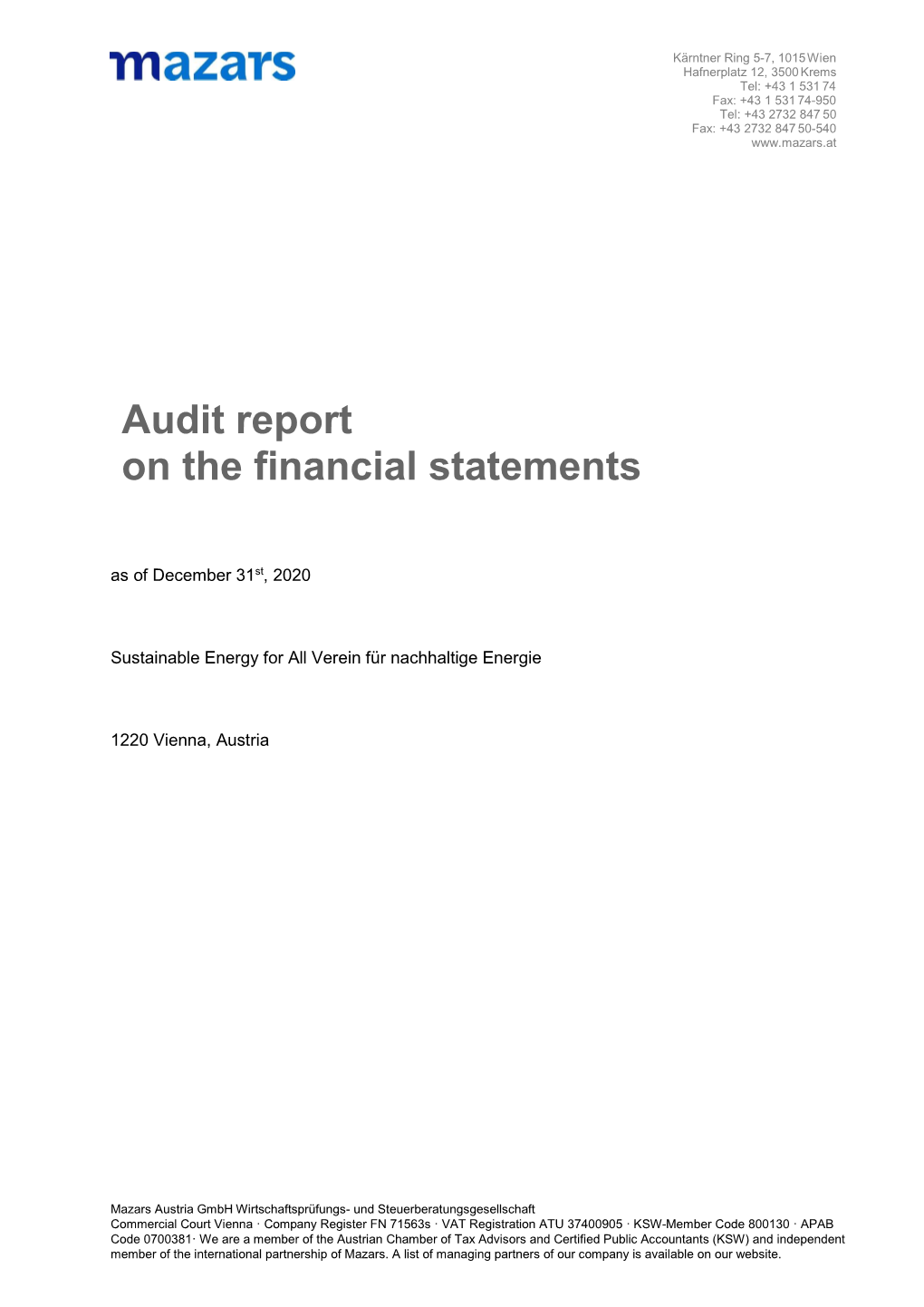 Financial Audit Report 2020