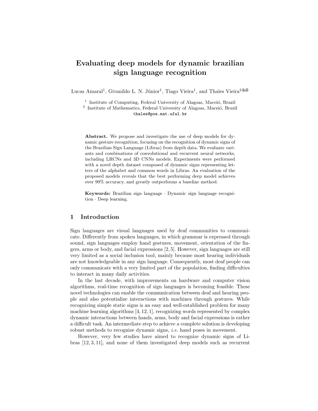 Evaluating Deep Models for Dynamic Brazilian Sign Language Recognition