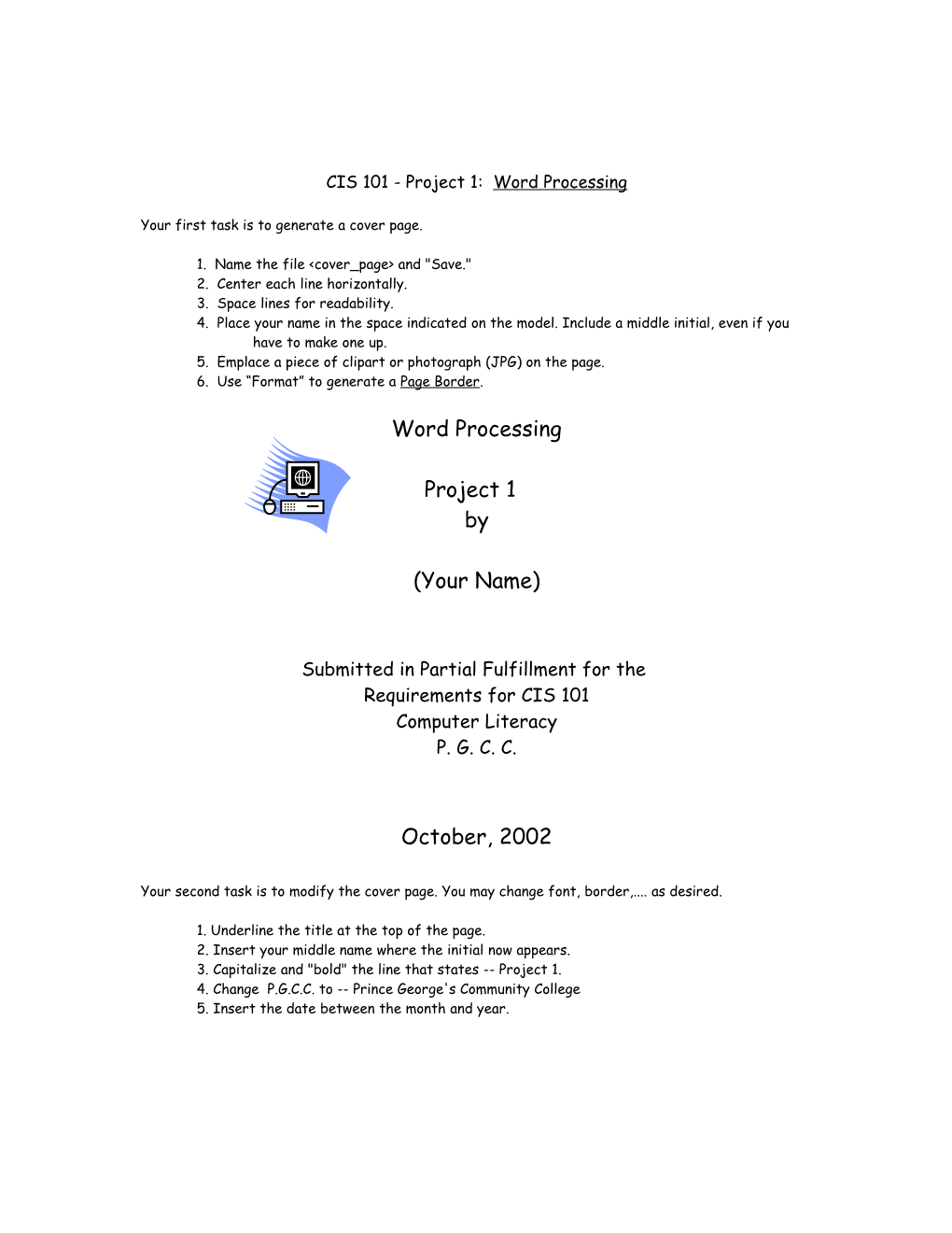 CIS 101 - Project 1: Word Processing