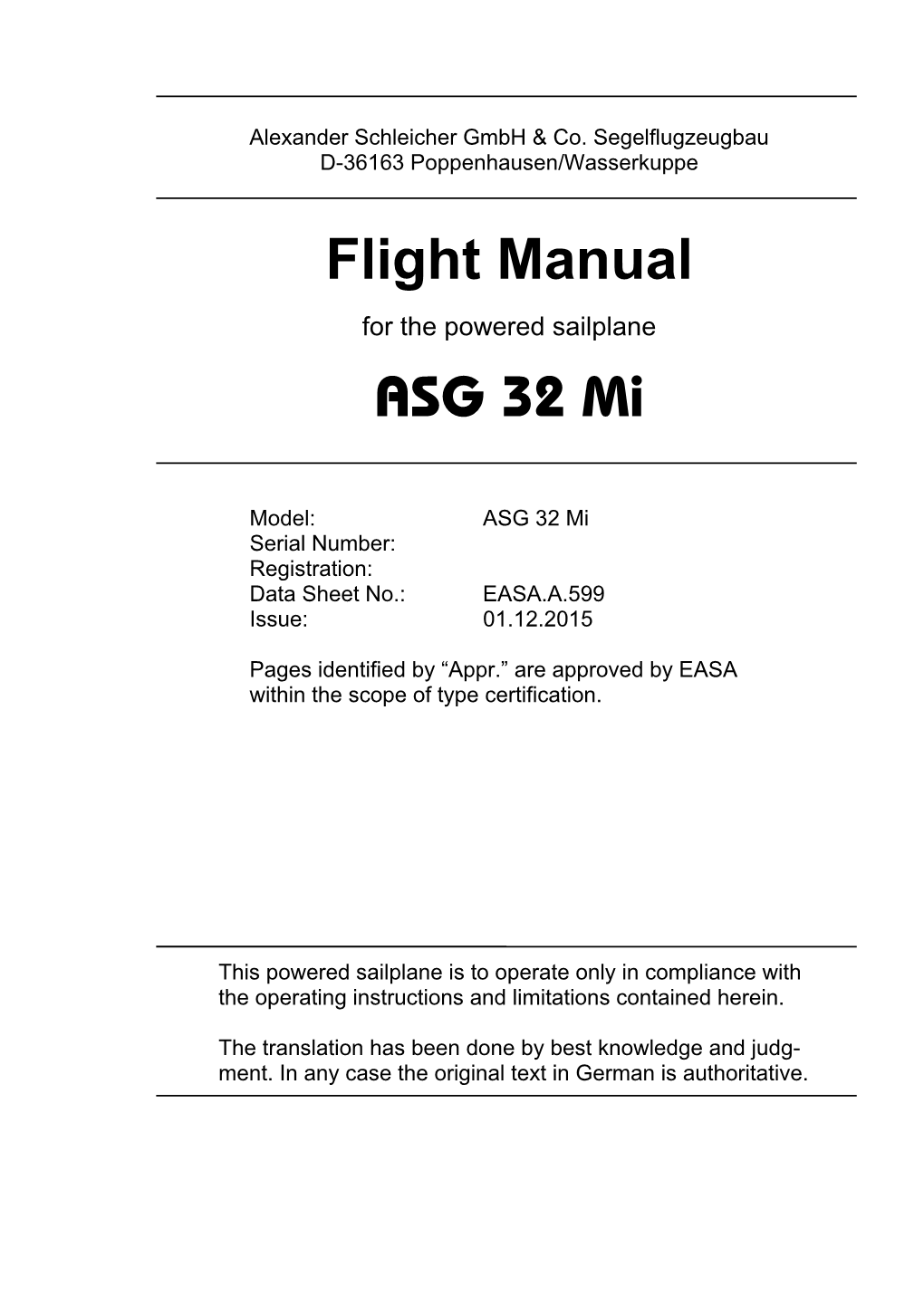 Flight Manual ASG 32 Mi Flight Manual