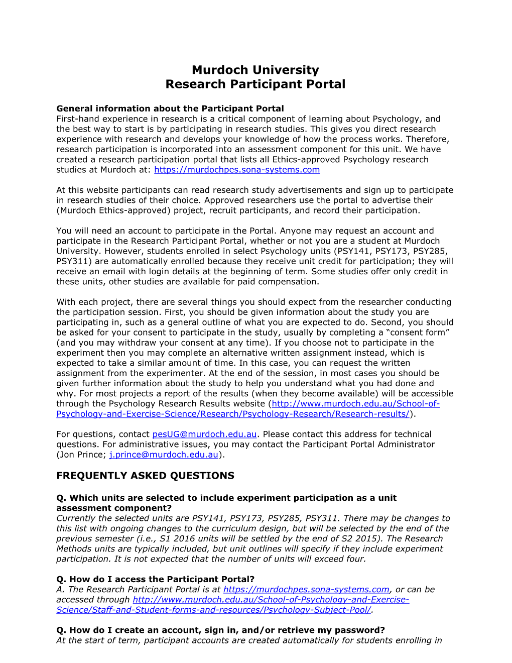 Murdoch University Research Participant Portal