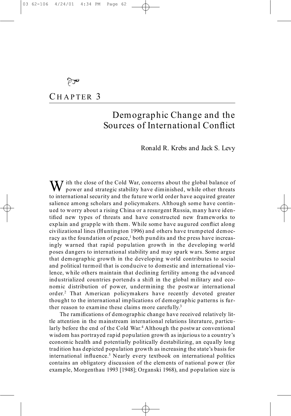 Demographic Change and the Sources of International Conflict