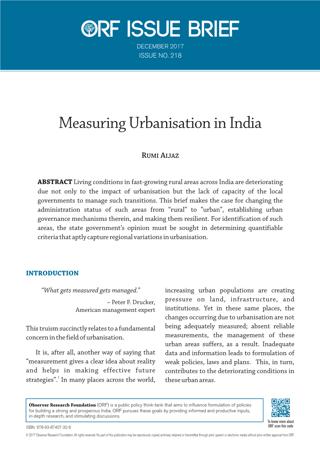 Measuring Urbanisation in India