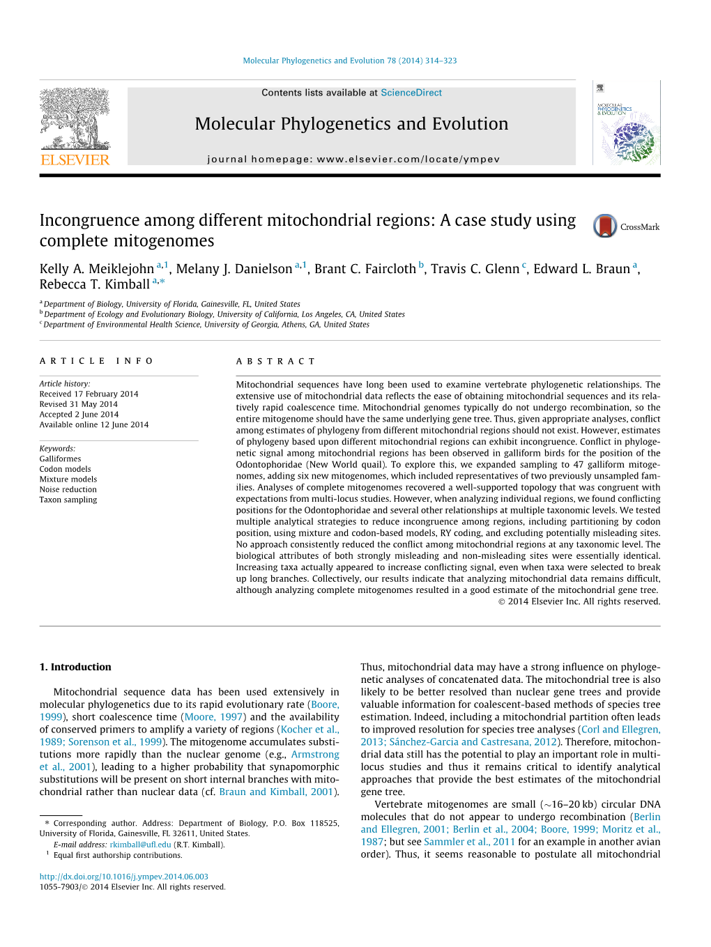 Molecular Phylogenetics and Evolution 78 (2014) 314–323