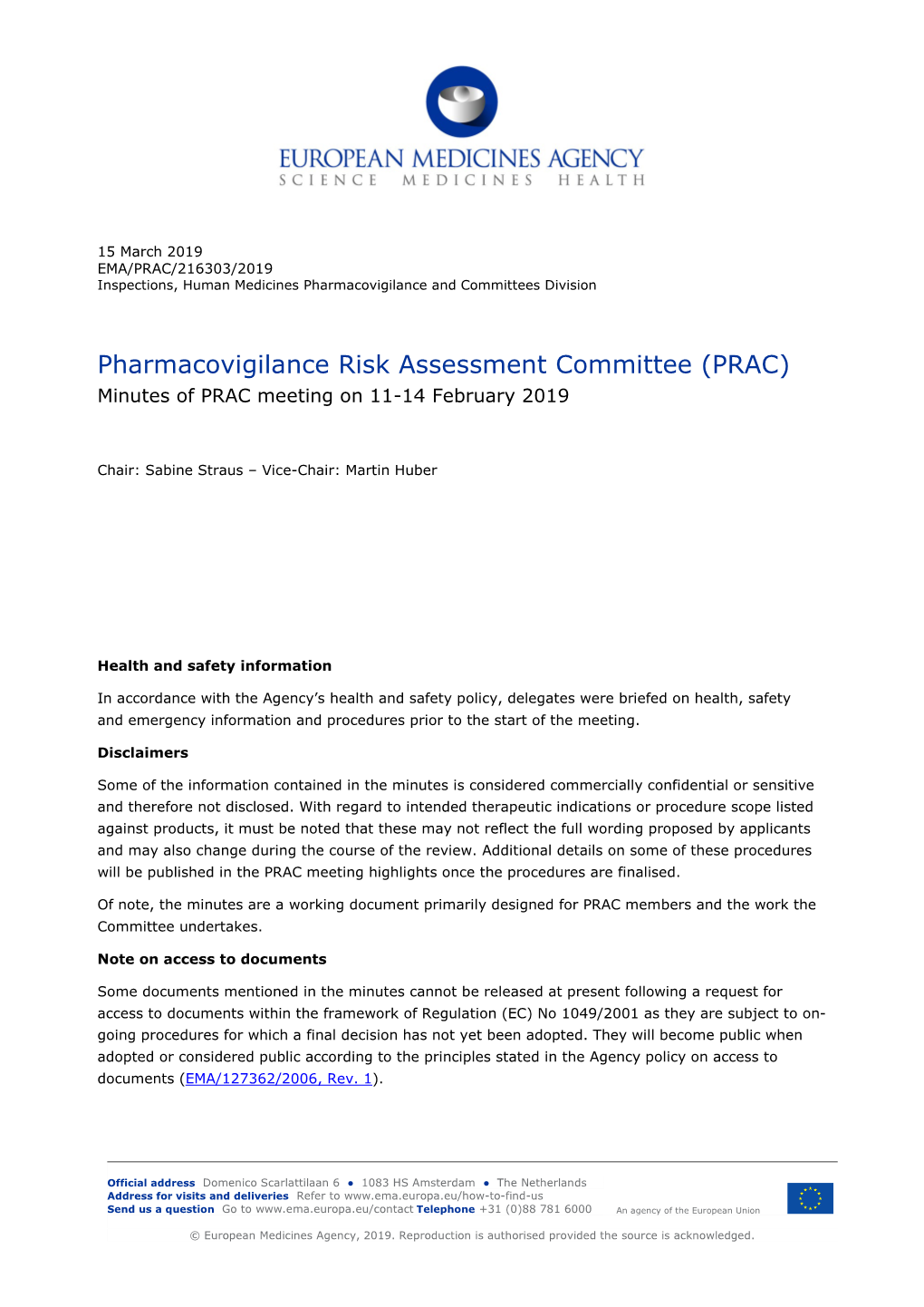 11-14 February 2019 PRAC Meeting Minutes