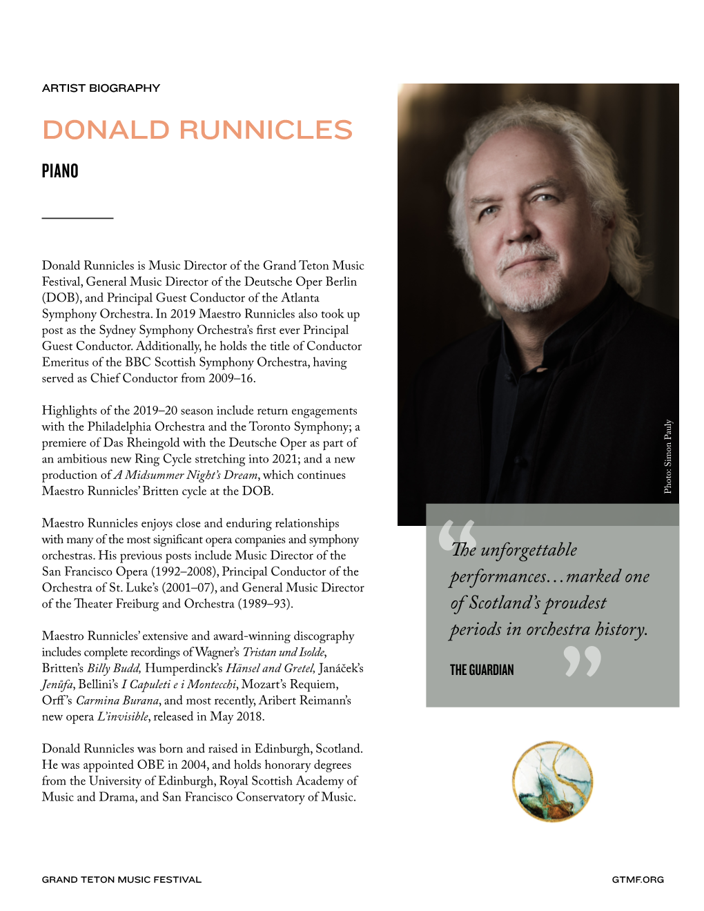 Donald Runnicles, Piano