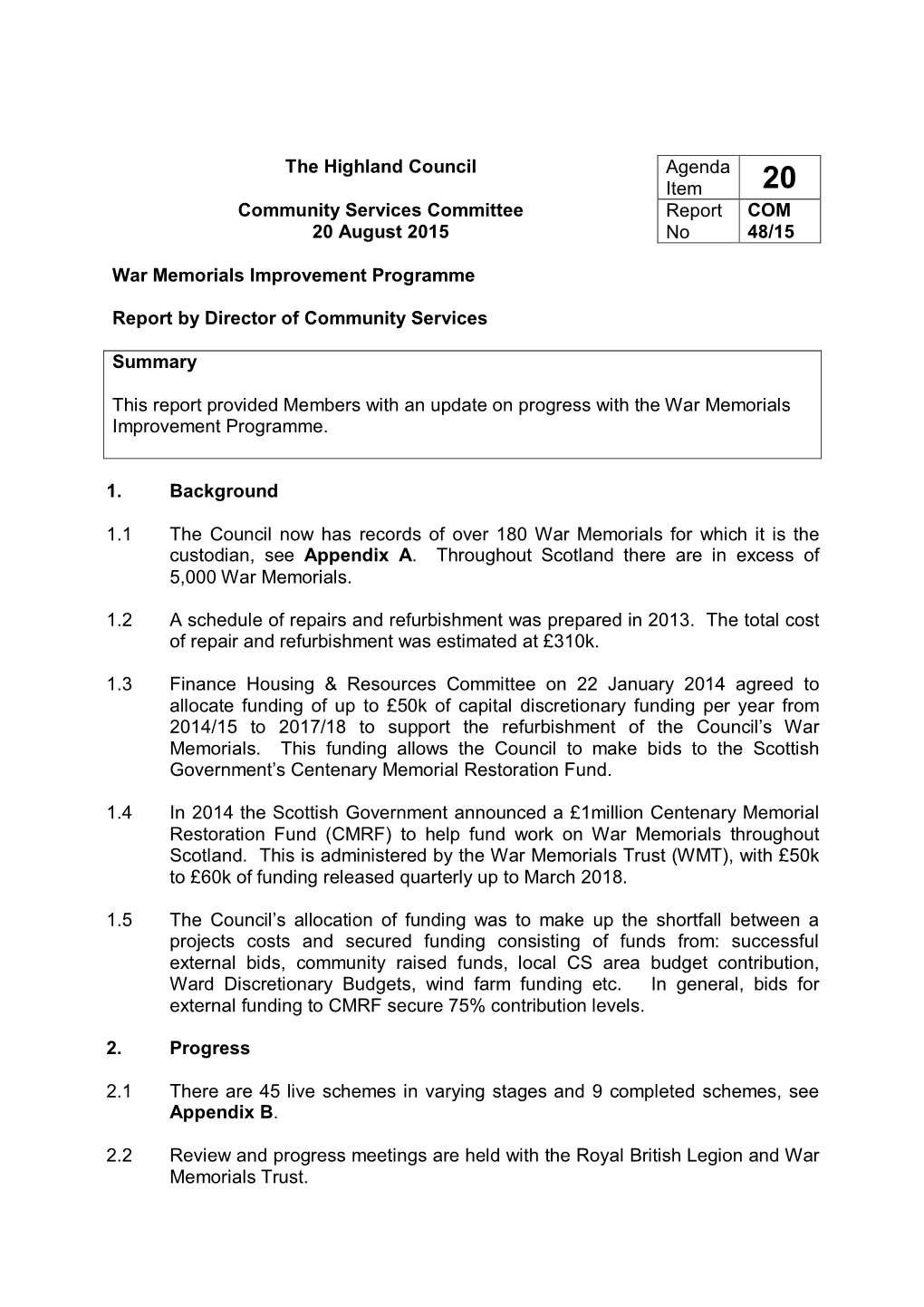 War Memorials Improvement Programme