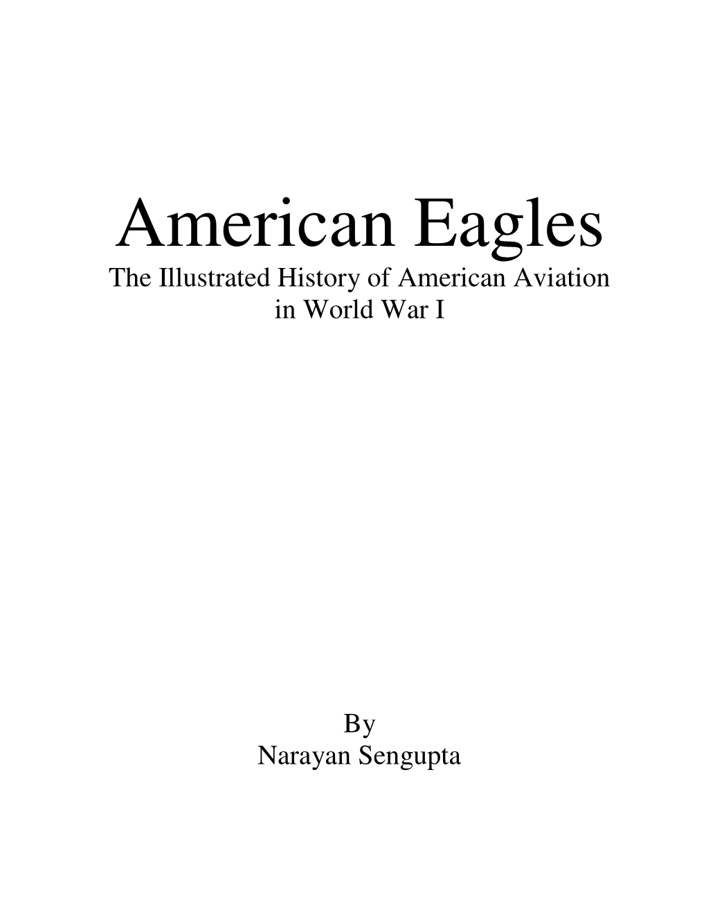 American Eagles US Military Aviation in World War I by Narayan