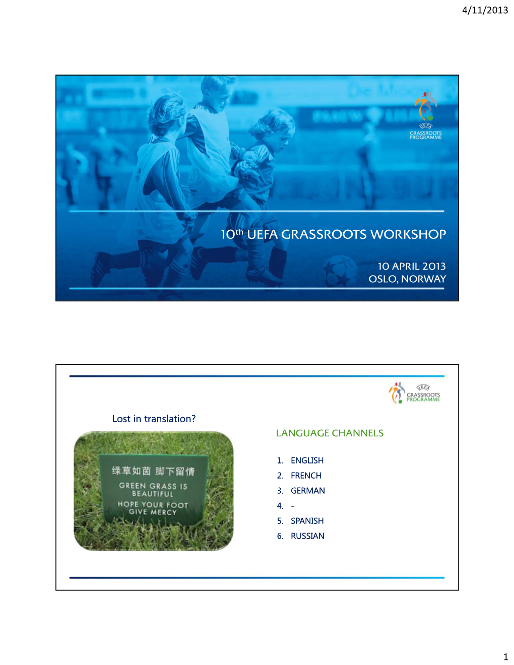 10Th UEFA GRASSROOTS WORKSHOP