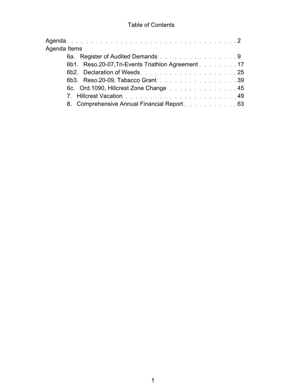 Table of Contents Agenda 2 Agenda Items 6A. Register of Audited