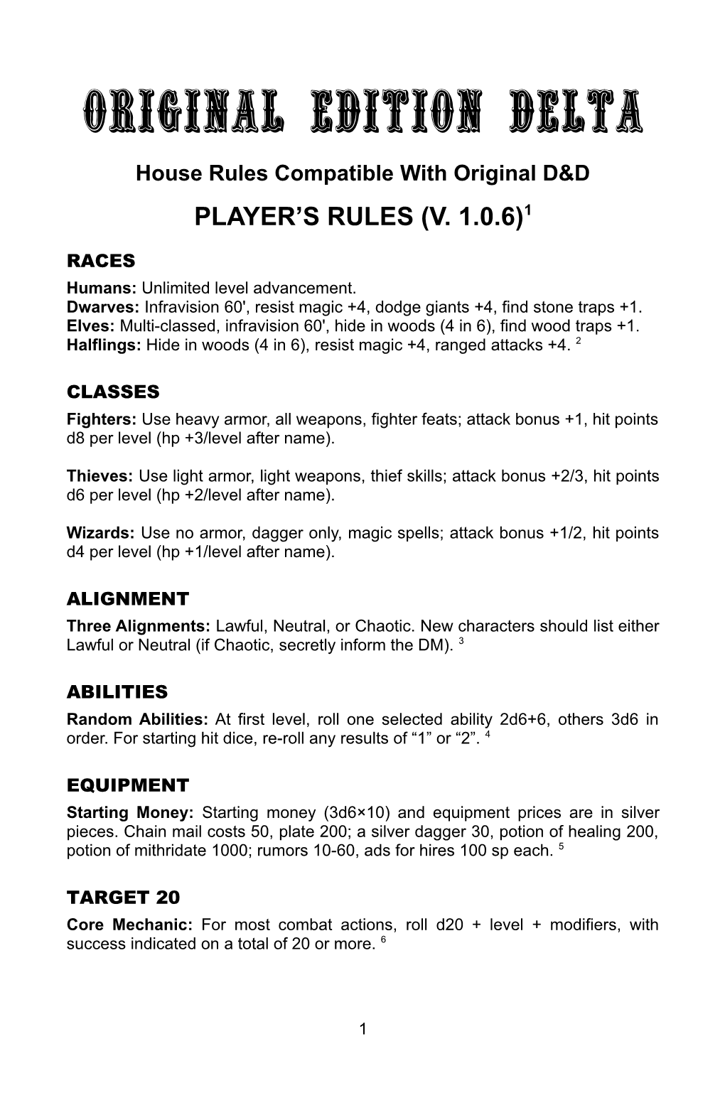 OED Player's Rules