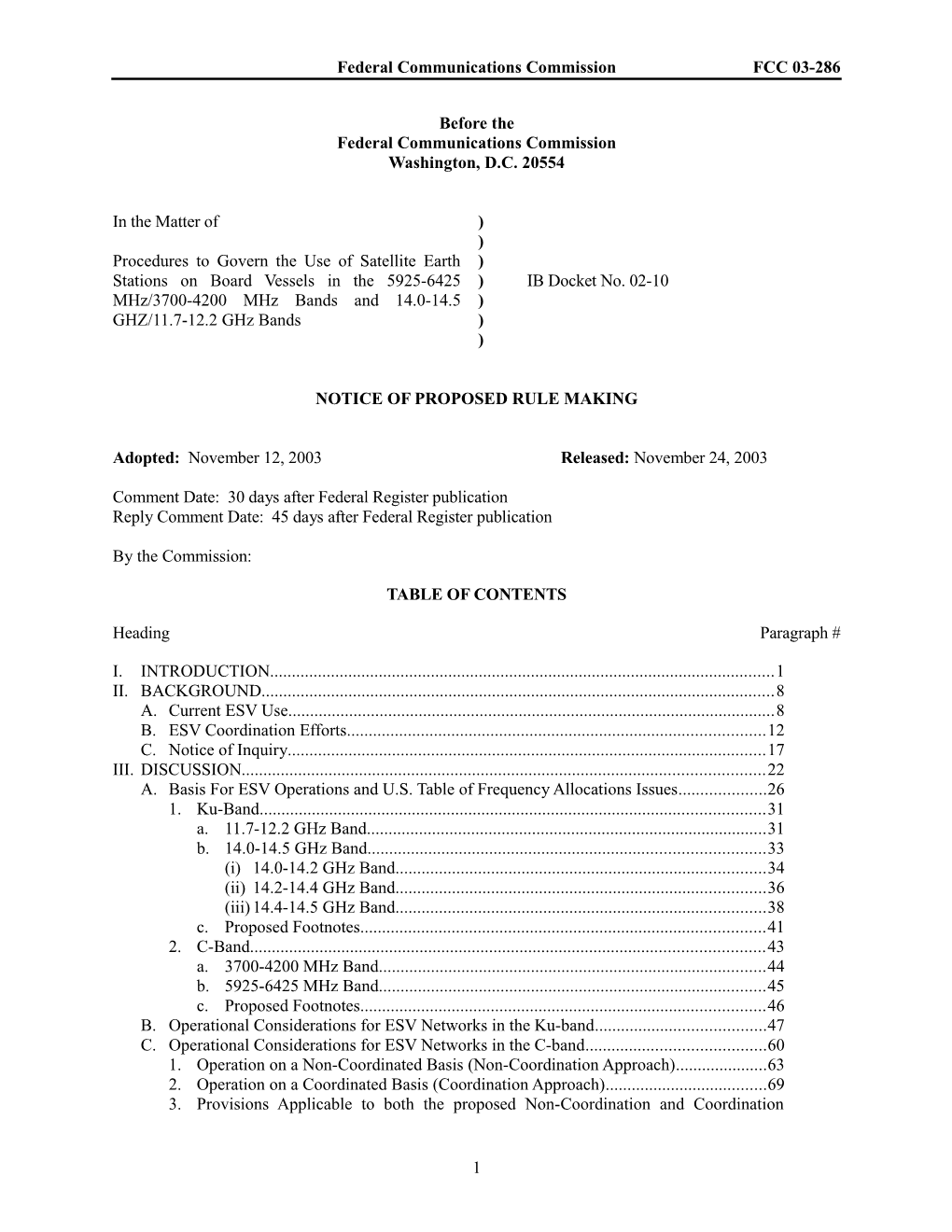 Federal Communications Commission FCC 03-286