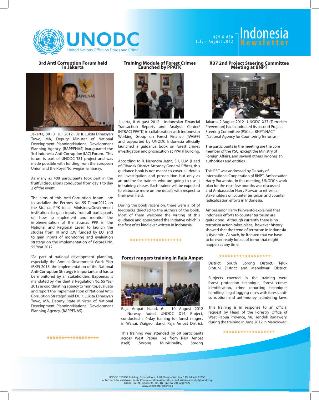 Indonesia July - August 2012 Newsletter