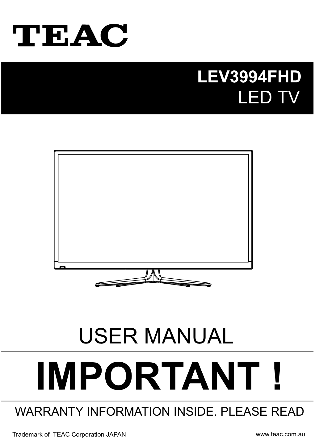 User Manual Important ! Warranty Information Inside