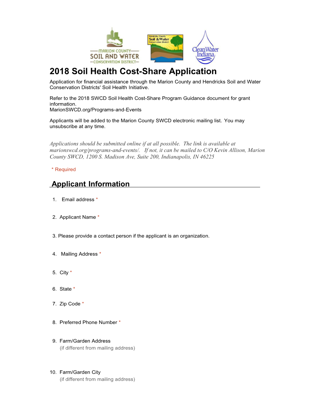 2018 Soil Health Cost-Share Application