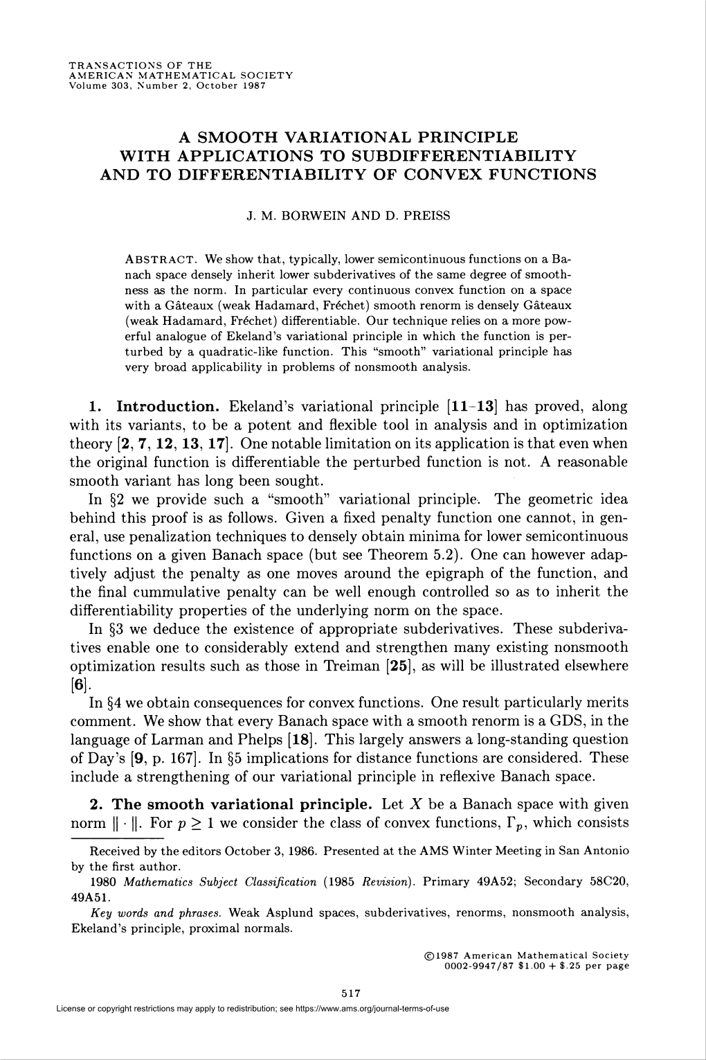 A Smooth Variational Principle with Applications to Subdifferentiability and to Differentiability of Convex Functions