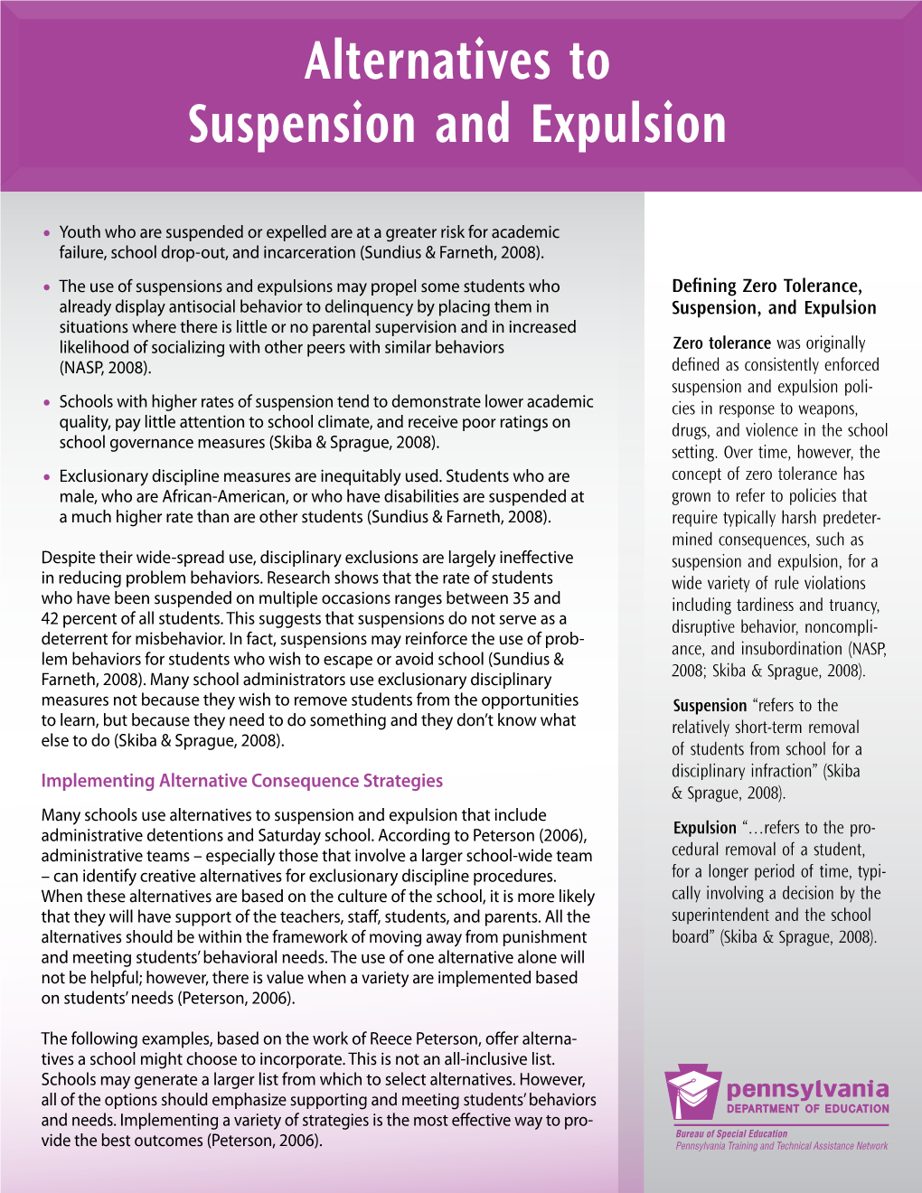 Alternatives to Suspension and Expulsion