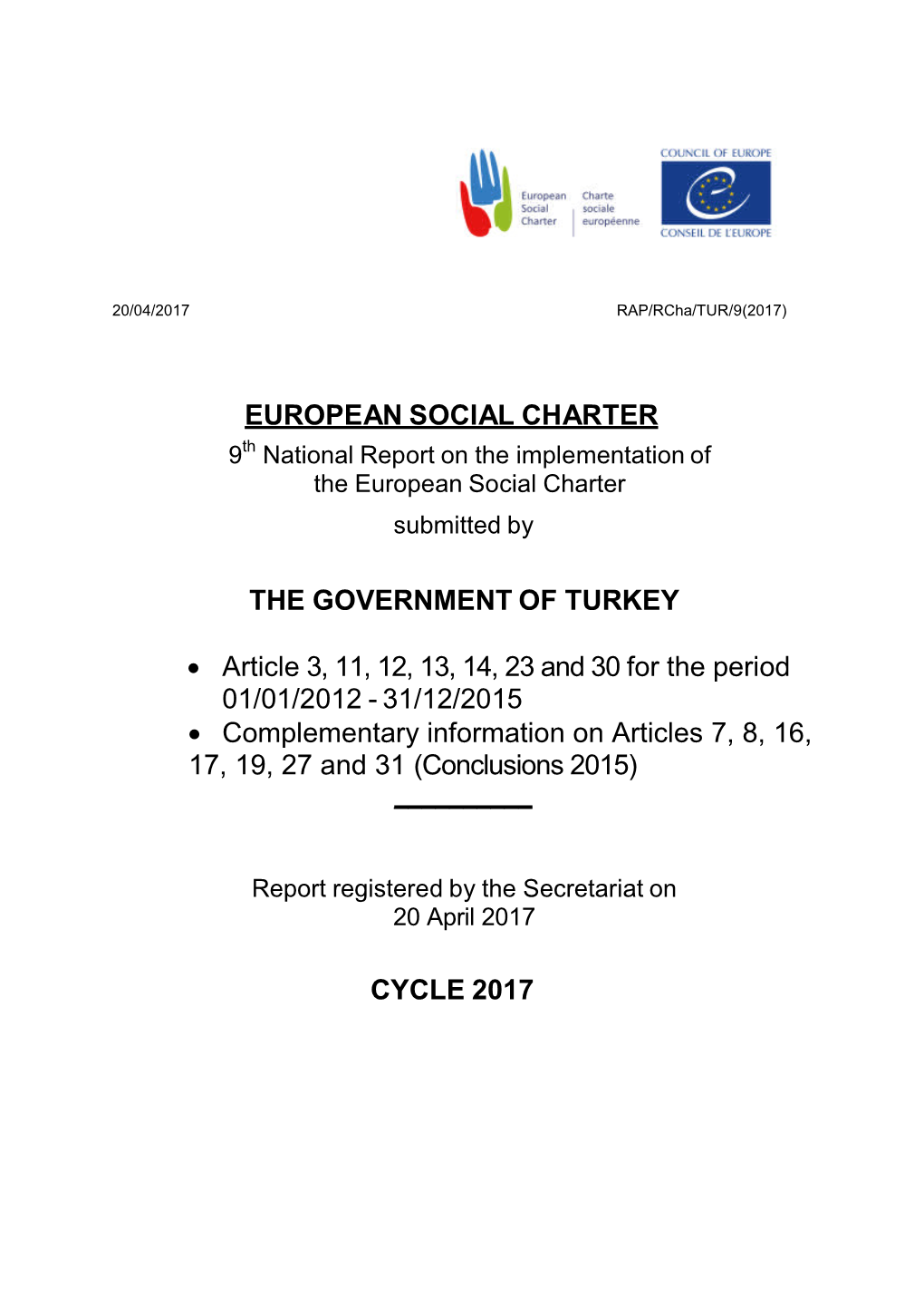 European Social Charter the Government of Turkey
