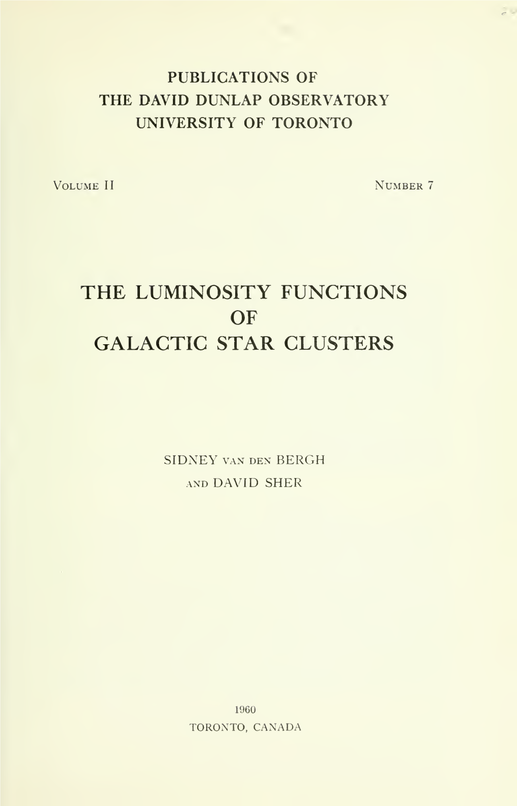 Publications of the David Dunlap Observatory- University of Toronto