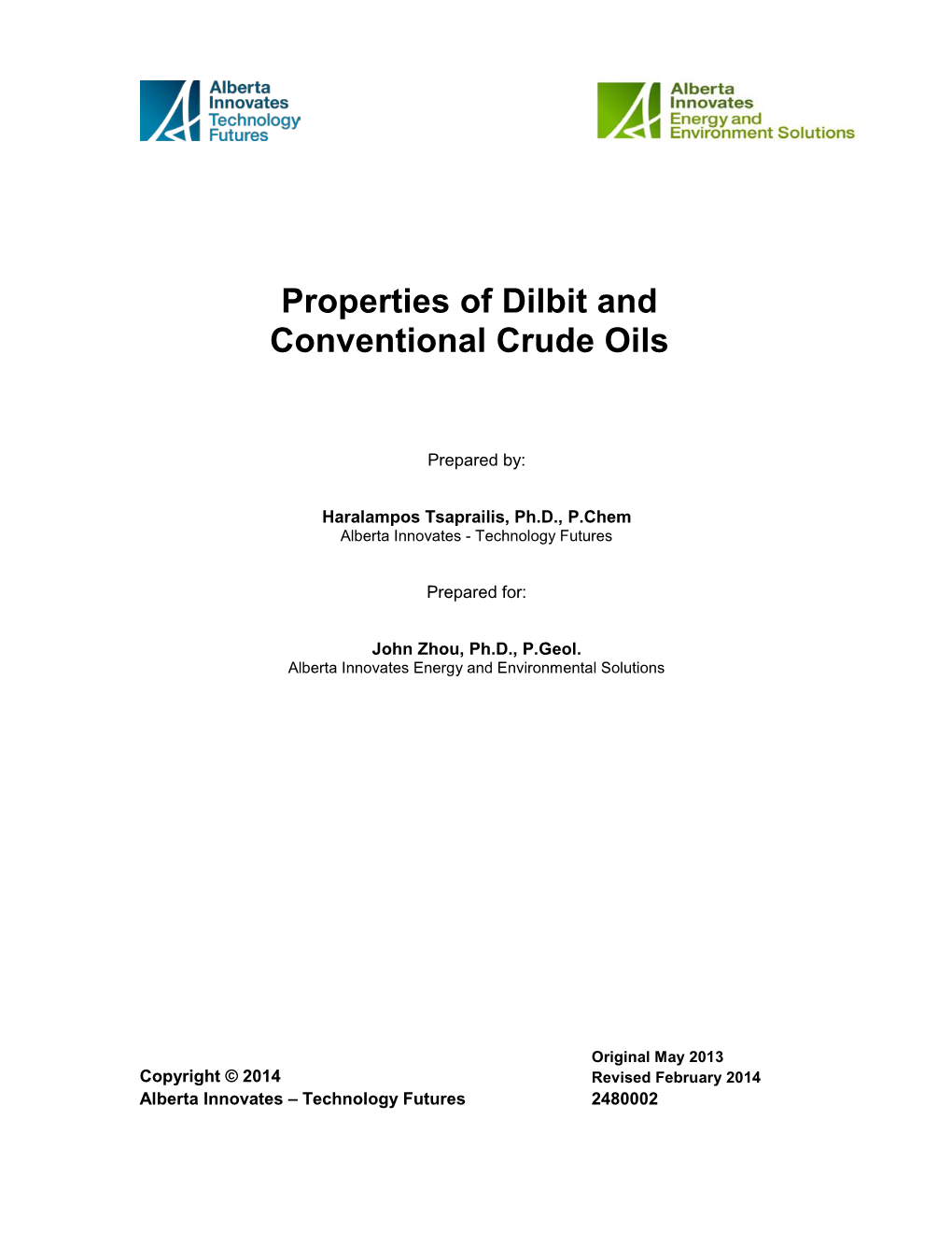 Properties of Dilbit and Conventional Crude Oils