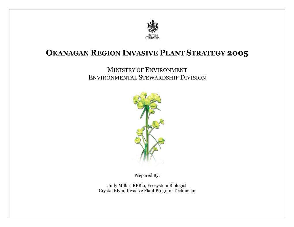Okanagan Region Invasive Plant Strategy 2005