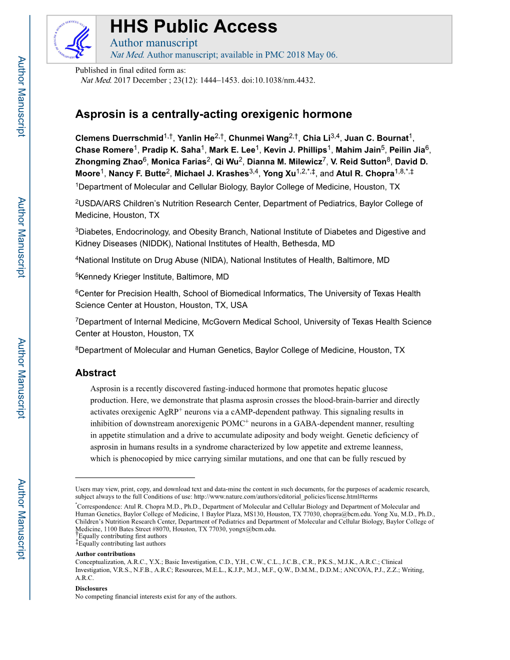 Asprosin Is a Centrally-Acting Orexigenic Hormone