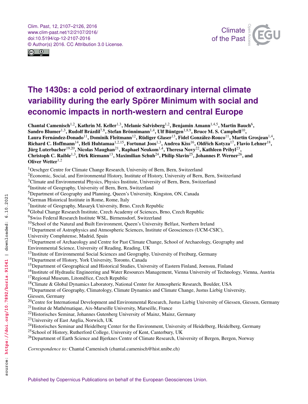 A Cold Period of Extraordinary Internal Climate Variability During