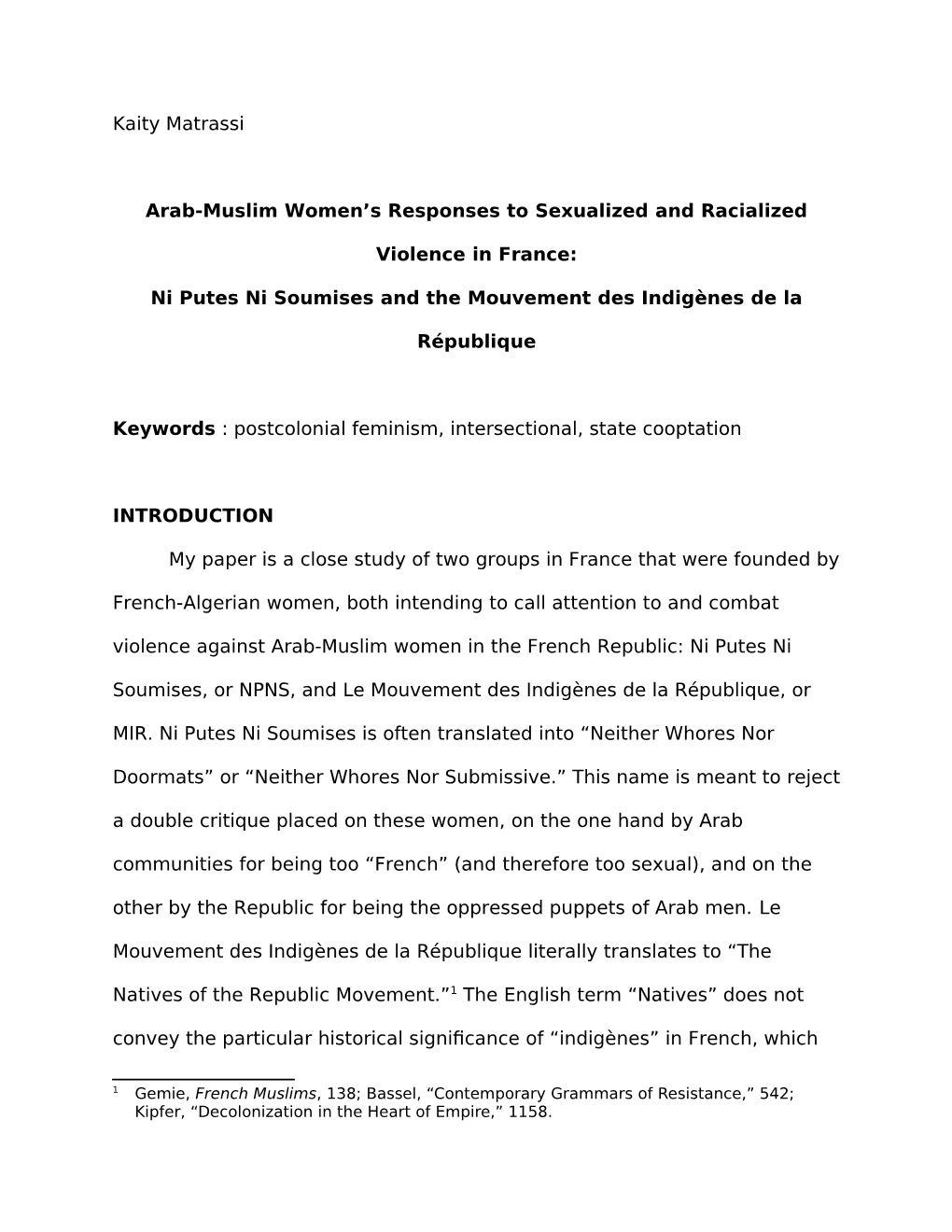Kaity Matrassi Arab-Muslim Women's Responses To