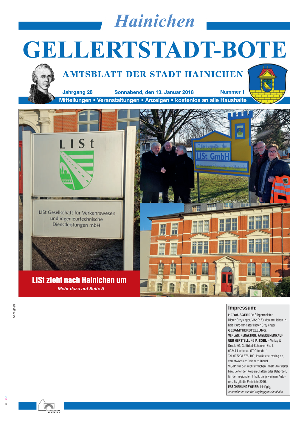 Gellertstadt-Bote Amtsblatt Der Stadt Hainichen