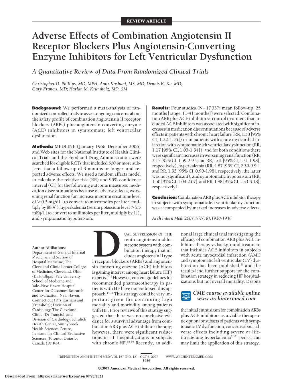 Adverse Effects of Combination Angiotensin II Receptor Blockers