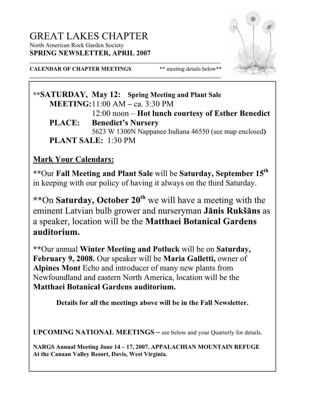 Plant Sale MEETING: 11:00 AM – Ca