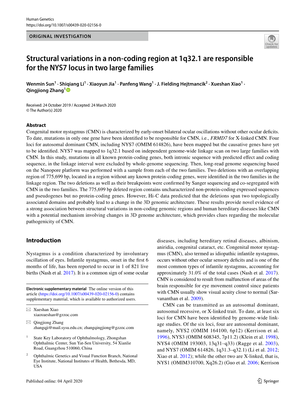 Structural Variations in a Non-Coding Region at 1Q32.1 Are Responsible For