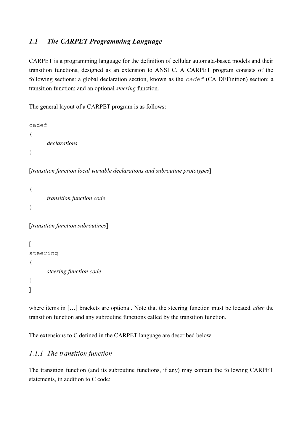 1.1 the CARPET Programming Language