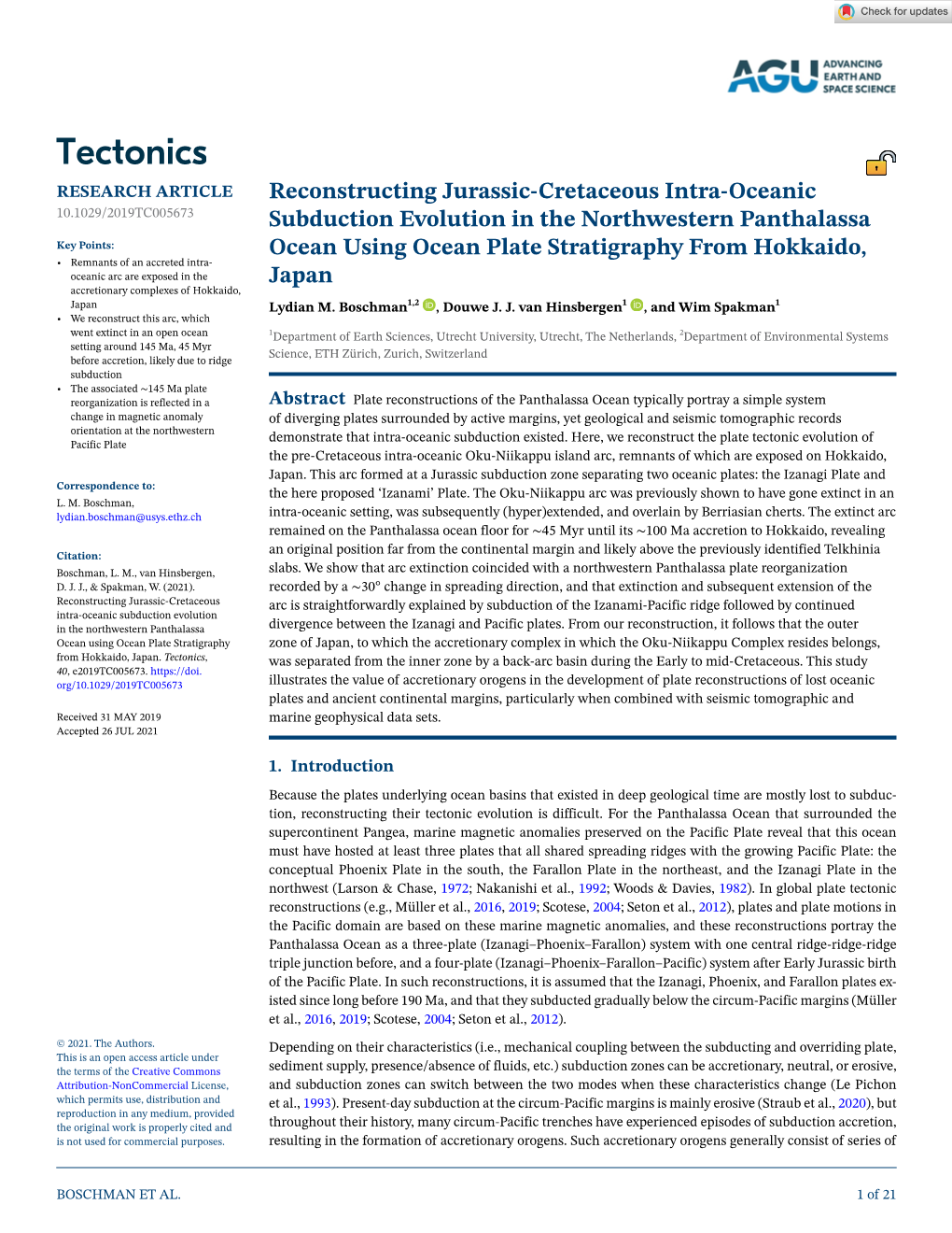 Reconstructing Jurassic‐Cretaceous Intra‐Oceanic Subduction Evolution