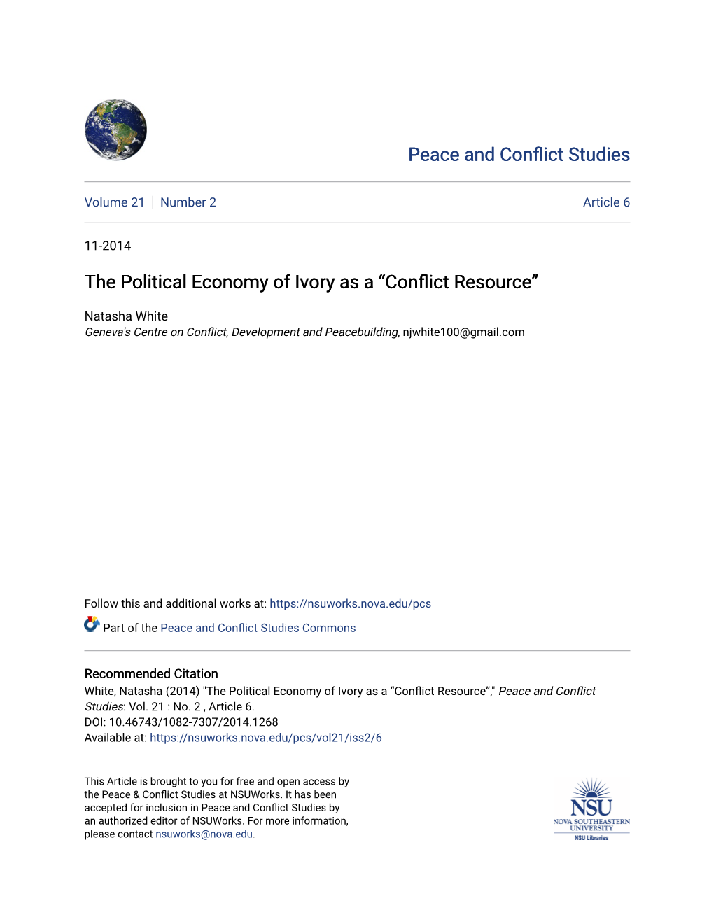 The Political Economy of Ivory As a “Conflict Resource”