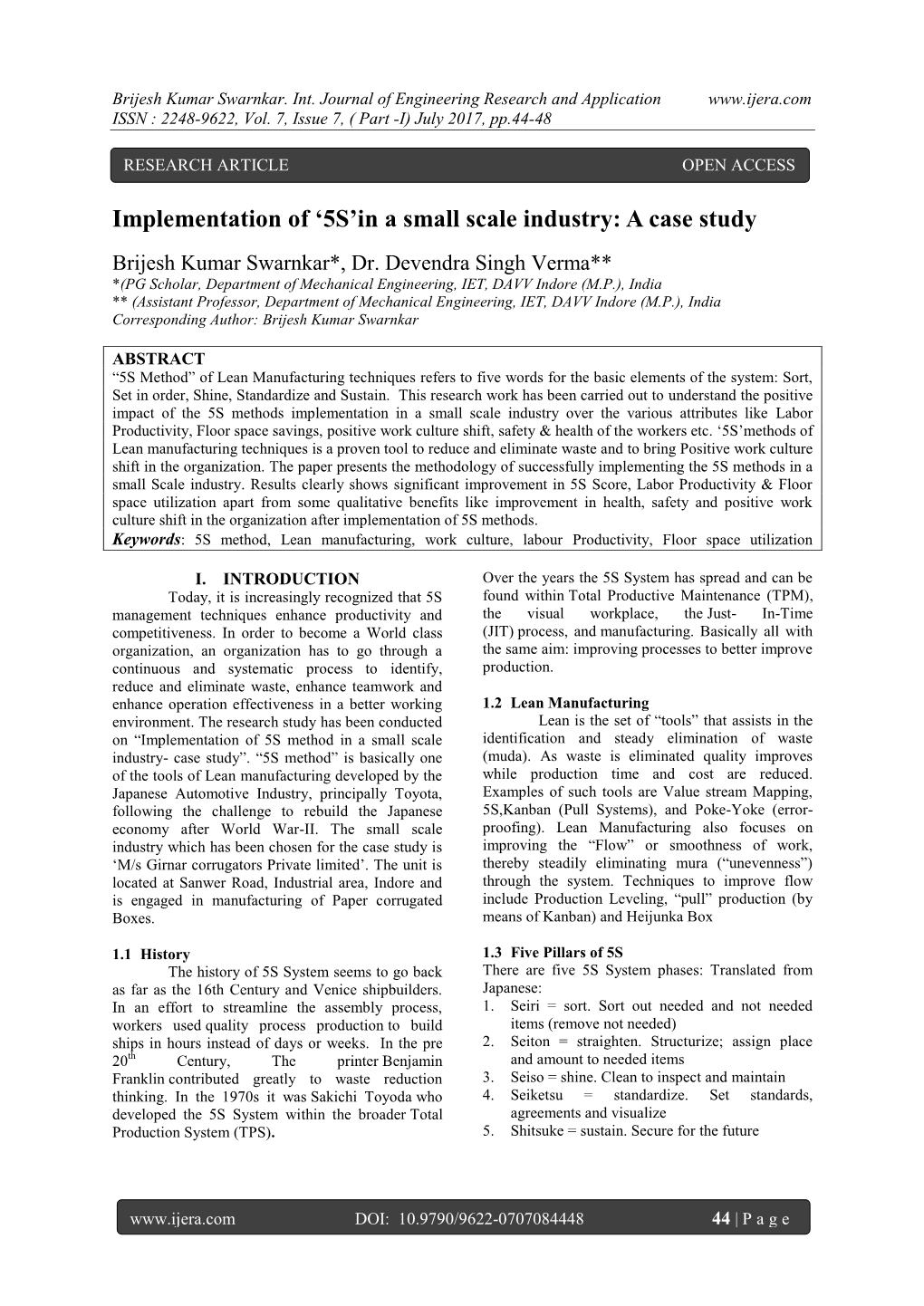 Implementation of '5S'