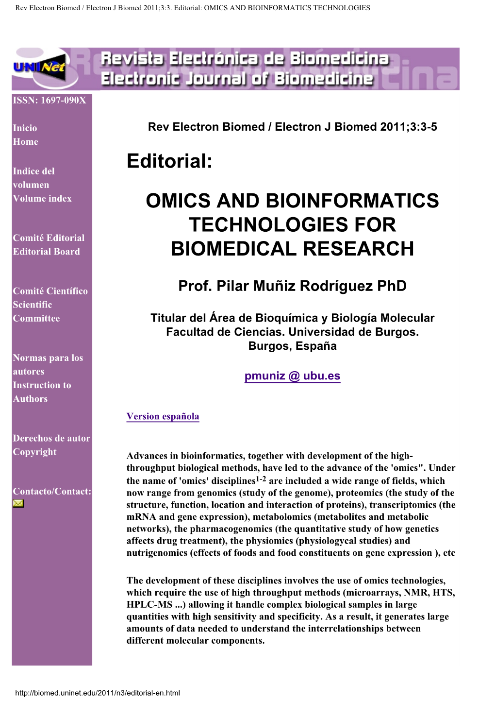 Rev Electron Biomed / Electron J Biomed 2011;3:3