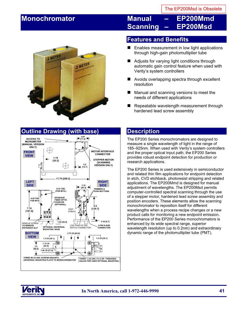 Monochromator Manual – Ep200mmd Scanning – Ep200msd