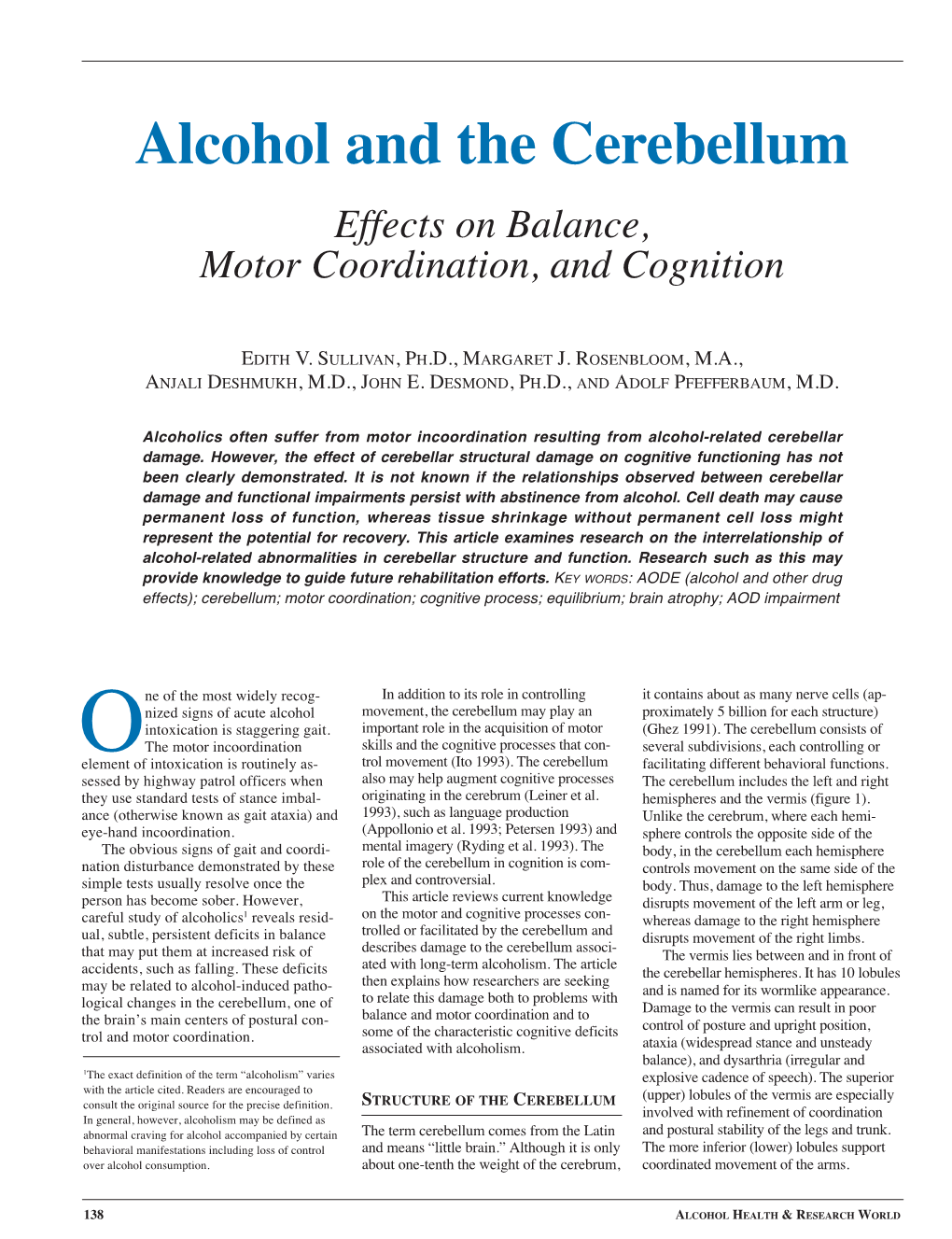 Alcohol and the Cerebellum