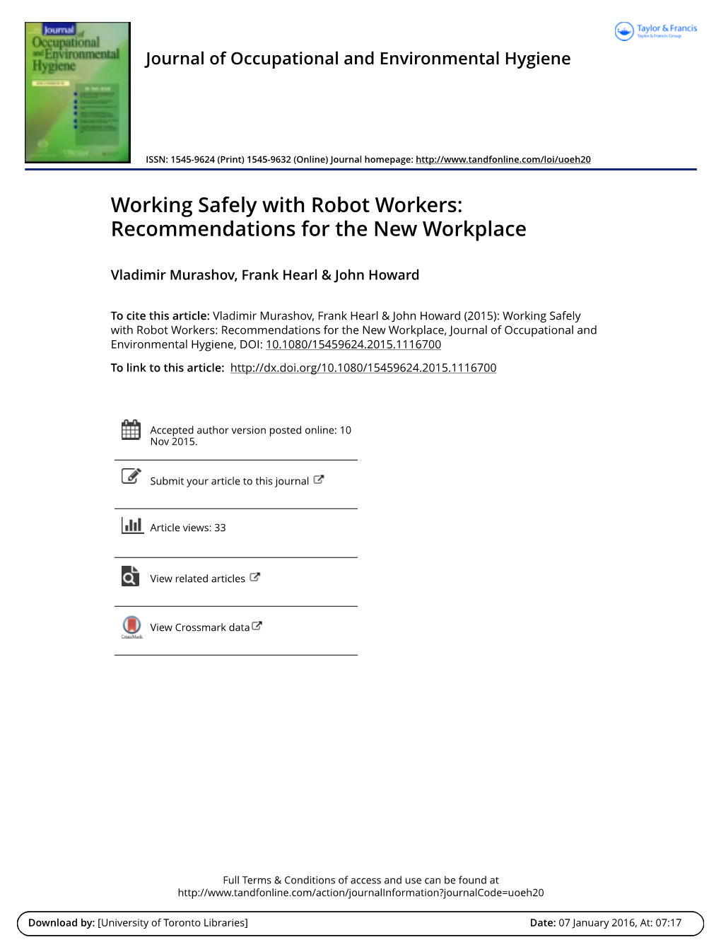 Working Safely with Robot Workers: Recommendations for the New Workplace