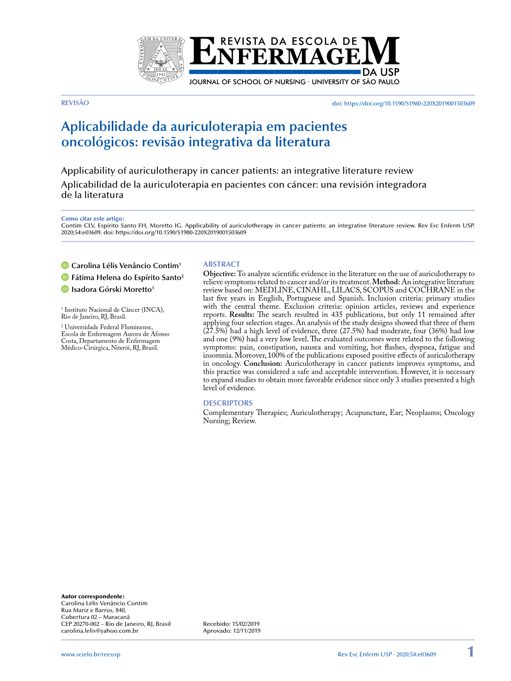 Applicability of Auriculotherapy in Cancer Patients