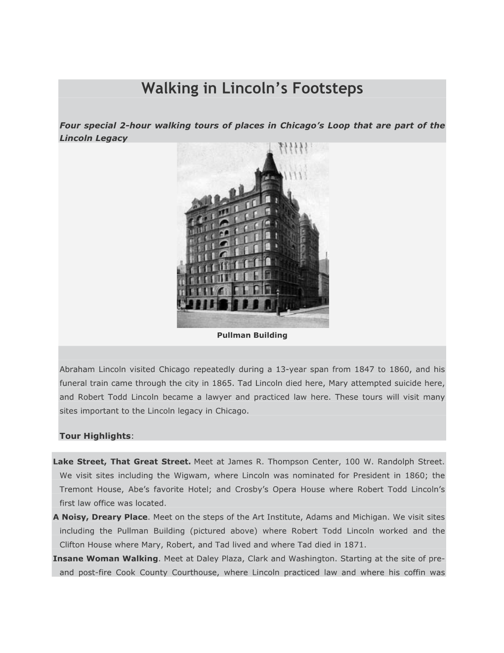 Walking in Lincoln's Footsteps