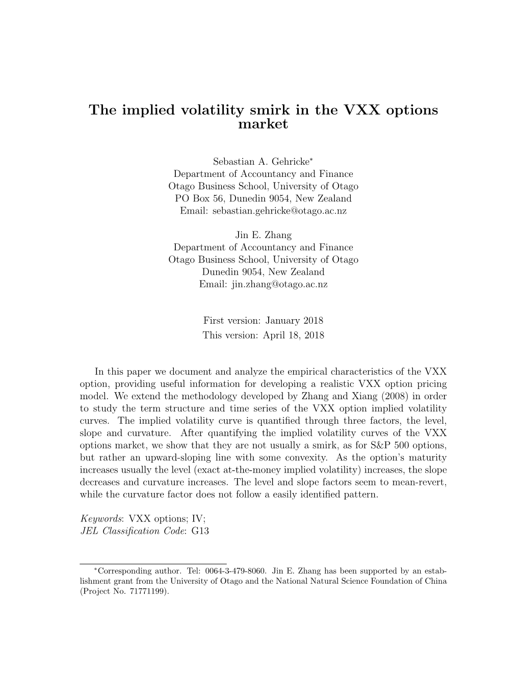 The Implied Volatility Smirk in the VXX Options Market