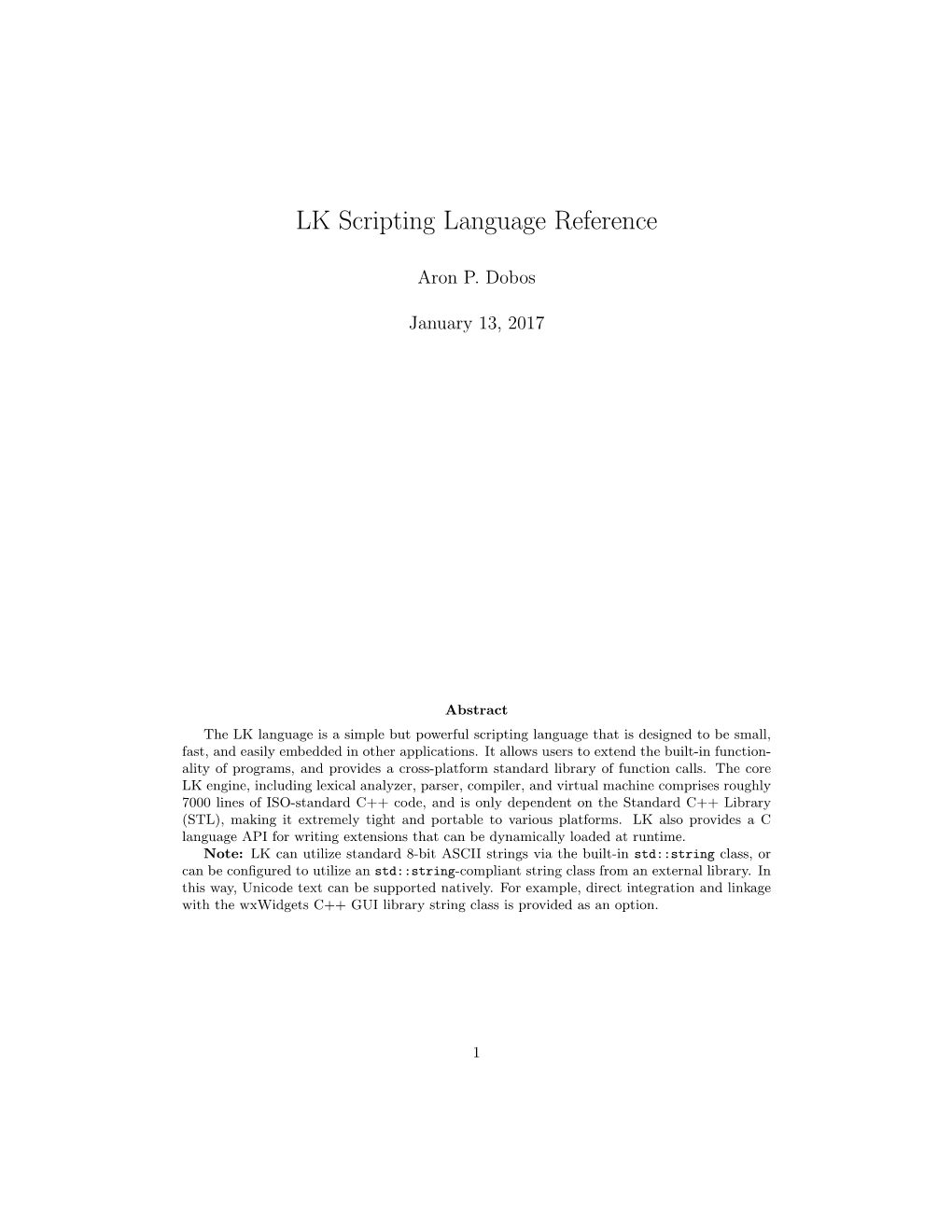 LK Scripting Language Reference