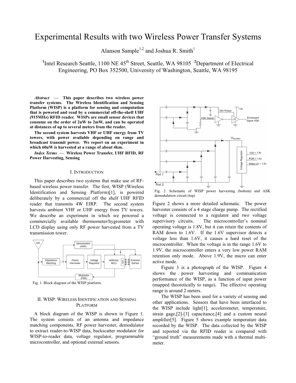 Experimental Results with Two Wireless Power Transfer Systems